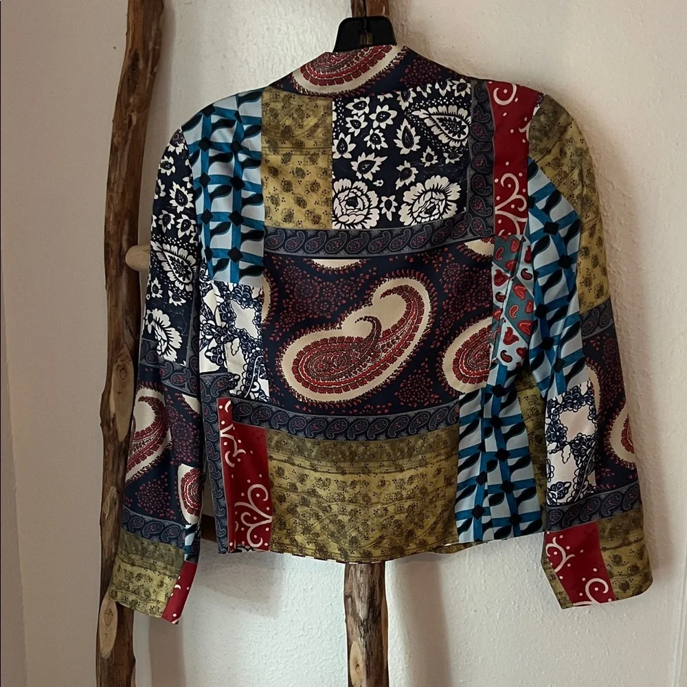 Etro Multicolor Patchwork Print Silk Blazer Jacket Size 40 XS NWT - Picture 5 of 14